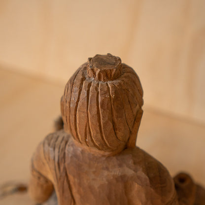 Vintage Japanese Rustic Buddhist wood carving of Fudo Myoo
