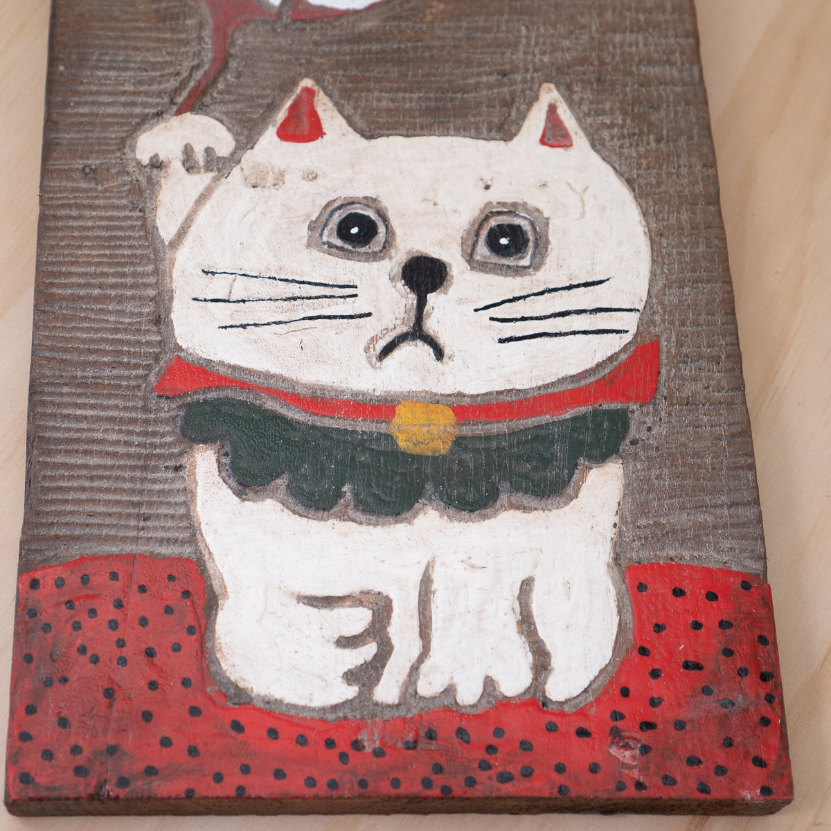 Vintage Japanese Showa era Maneki Neko Kanban Sign board