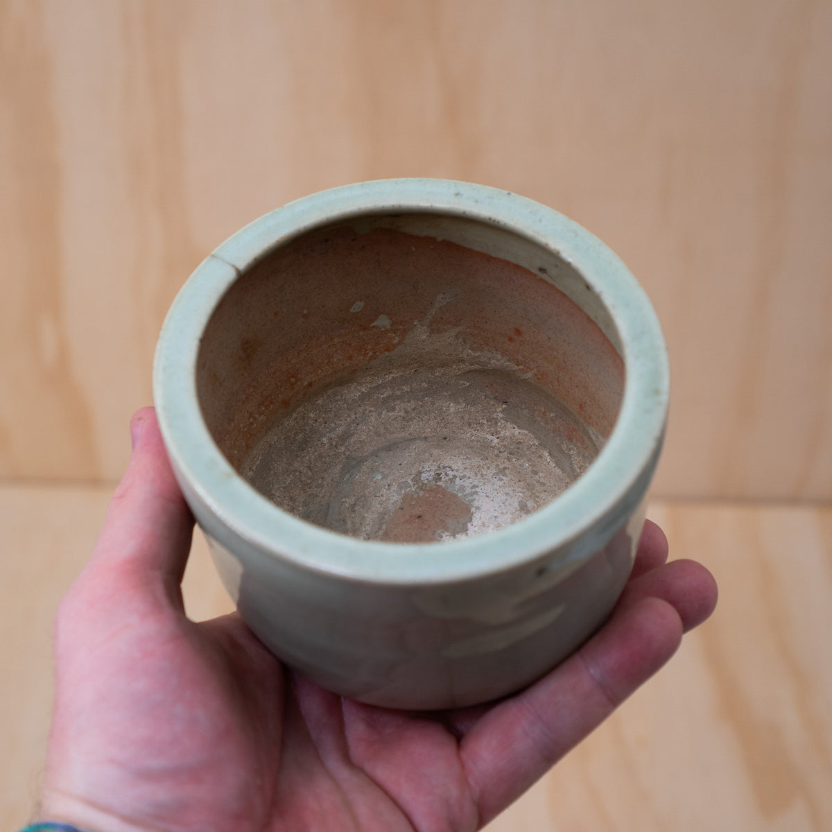 Antique Japanese Celadon Glazed Ceramic Koro Incense Burner