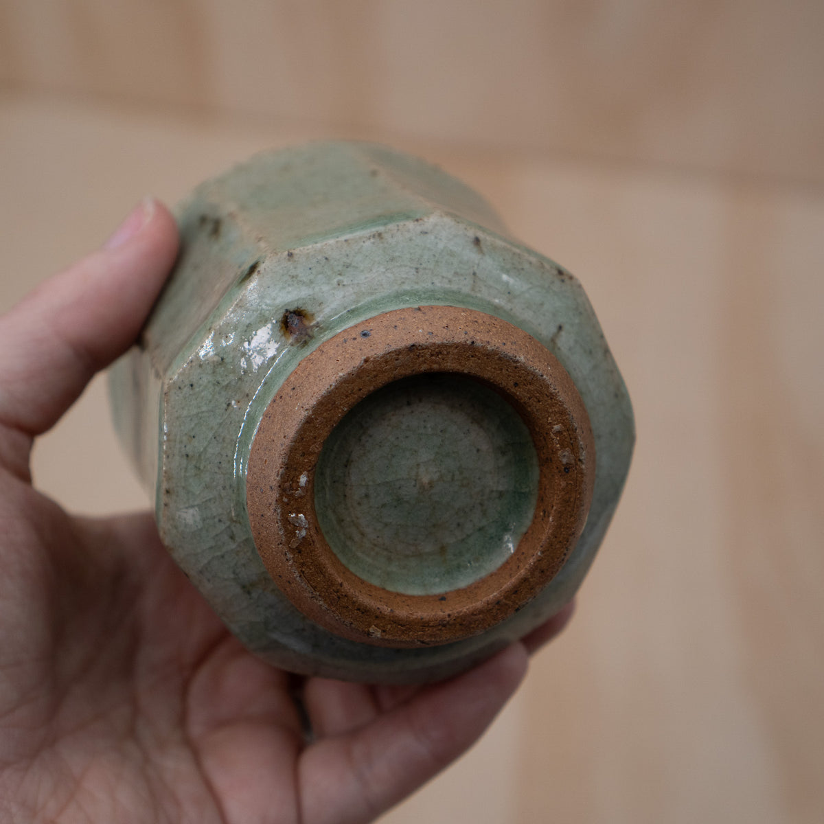 Vintage Japanese celadon glazed teacup