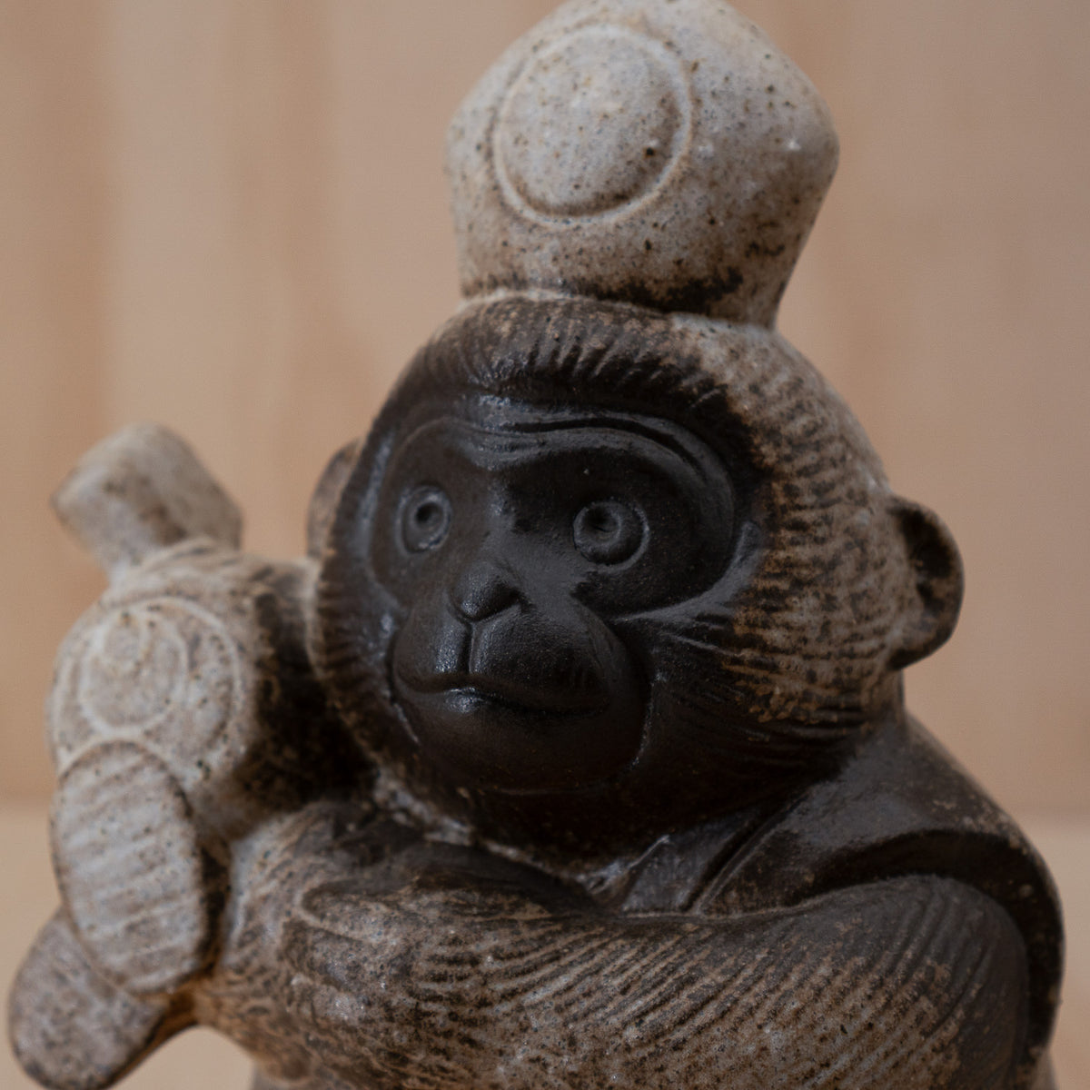 Vintage Japanese ceramic lucky monkey sculpture