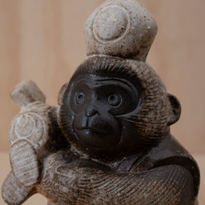 Vintage Japanese ceramic lucky monkey sculpture