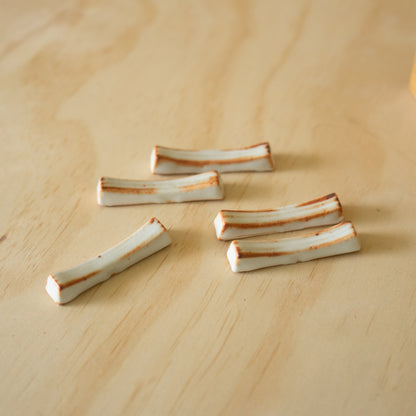 Vintage Japanese Boxed set of Shino Ceramic Brush/chopstick rests