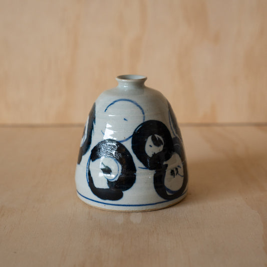 Vintage Japanese Ceramic Vase with circle pattern