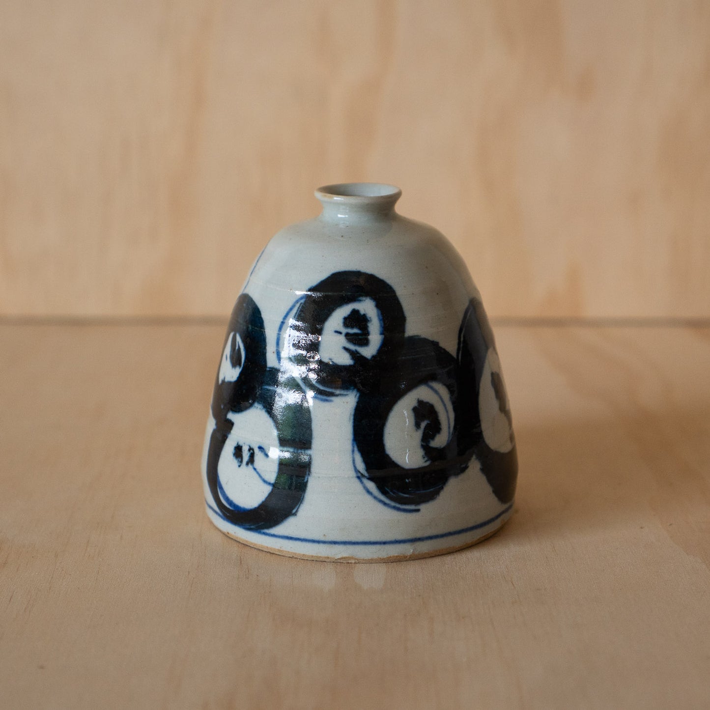 Vintage Japanese Ceramic Vase with circle pattern