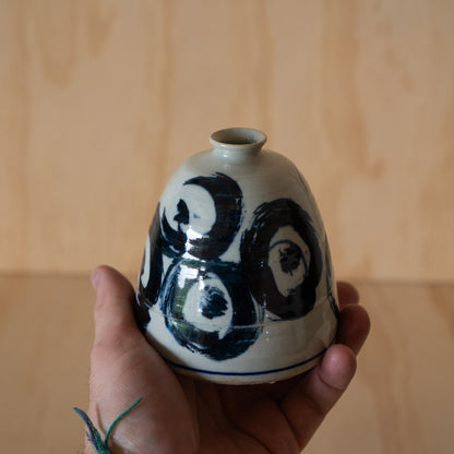 Vintage Japanese Ceramic Vase with circle pattern