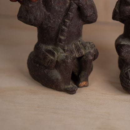 Vintage Japanese ceramic Daikoku and Ebisu figures pair