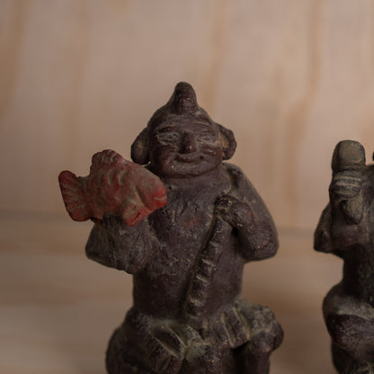 Vintage Japanese ceramic Daikoku and Ebisu figures pair