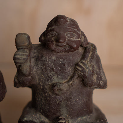 Vintage Japanese ceramic Daikoku and Ebisu figures pair