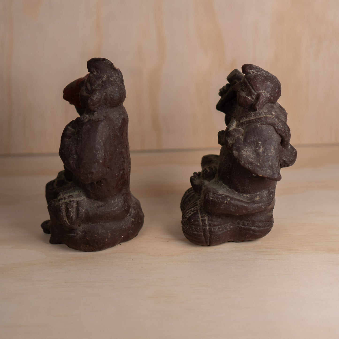 Vintage Japanese ceramic Daikoku and Ebisu figures pair