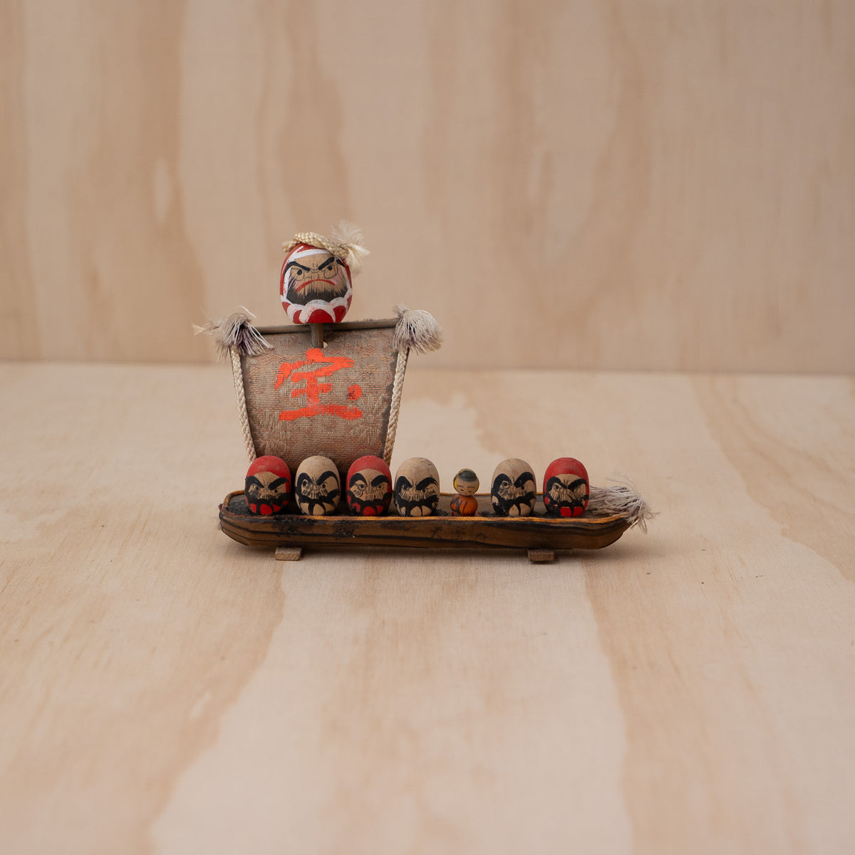 Vintage Japanese Folk Toy Takarabune Daruma Treasure Ship