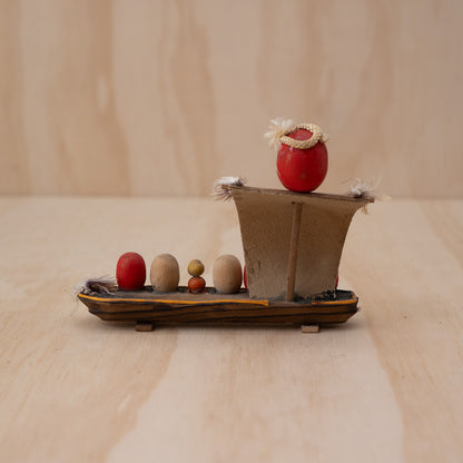 Vintage Japanese Folk Toy Takarabune Daruma Treasure Ship