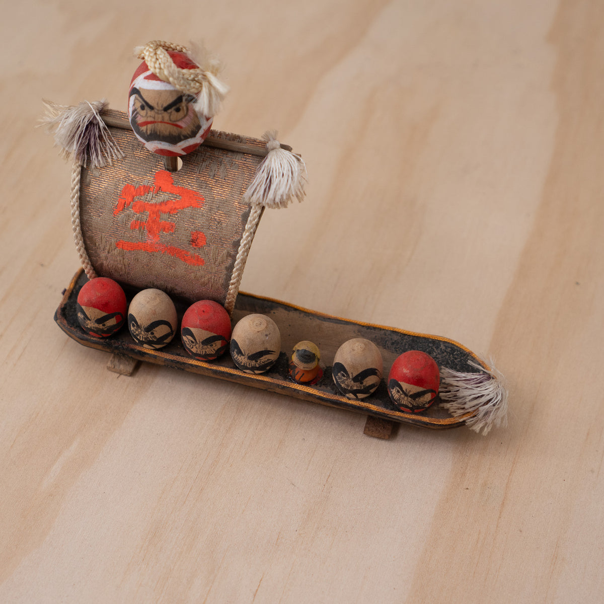 Vintage Japanese Folk Toy Takarabune Daruma Treasure Ship