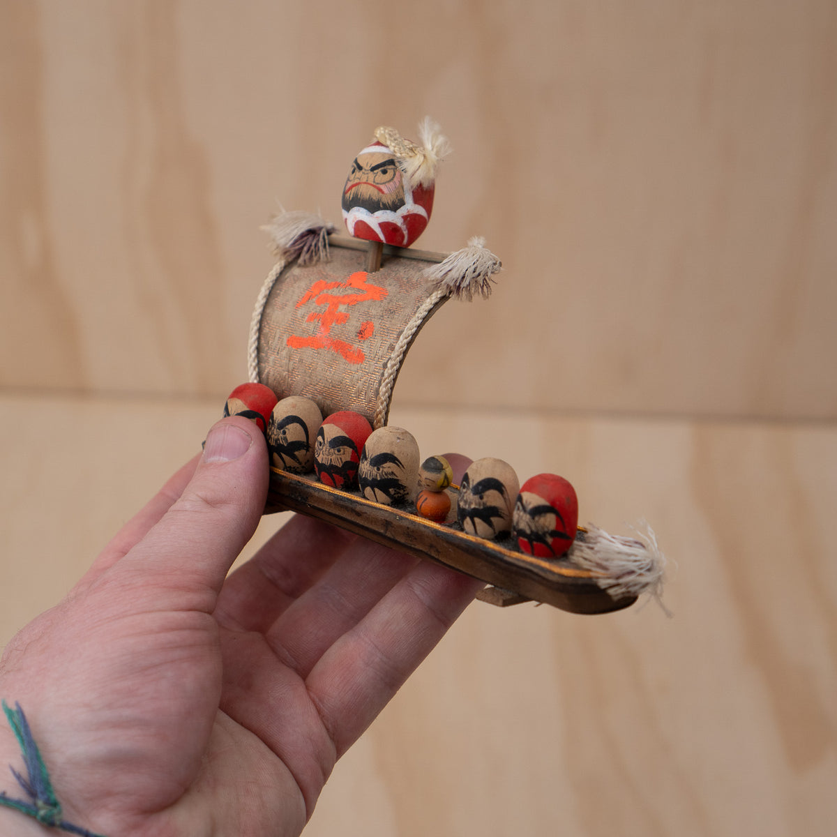 Vintage Japanese Folk Toy Takarabune Daruma Treasure Ship