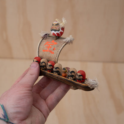 Vintage Japanese Folk Toy Takarabune Daruma Treasure Ship