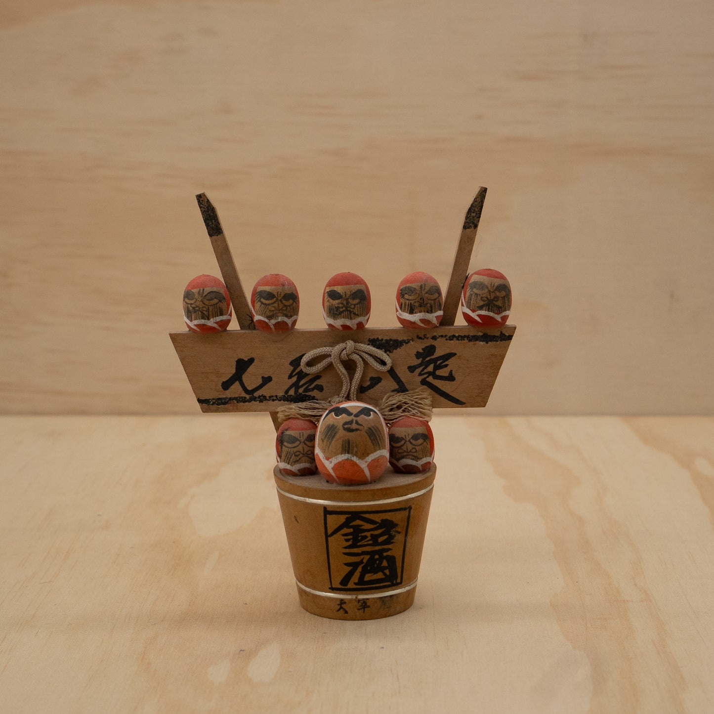 Vintage Japanese Daruma barrel folk figures