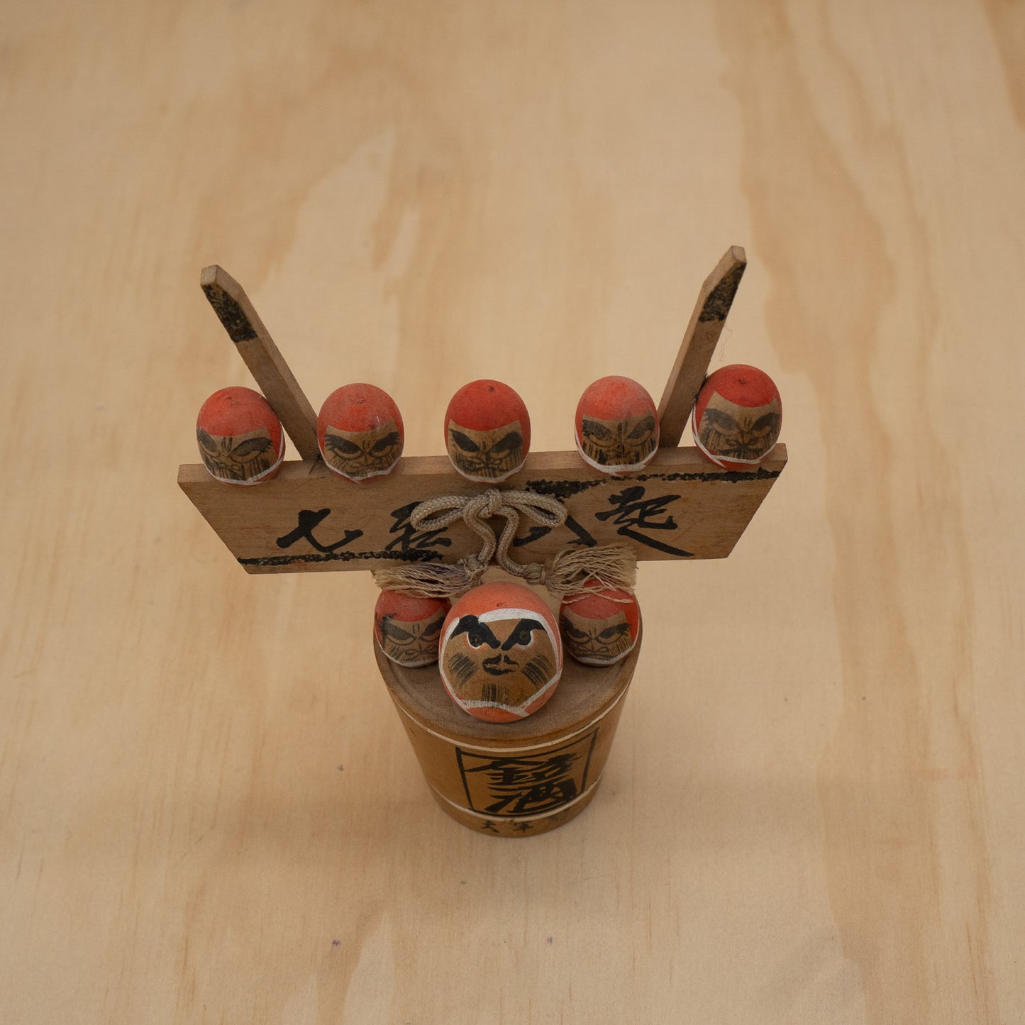 Vintage Japanese Daruma barrel folk figures