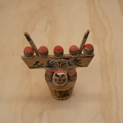 Vintage Japanese Daruma barrel folk figures