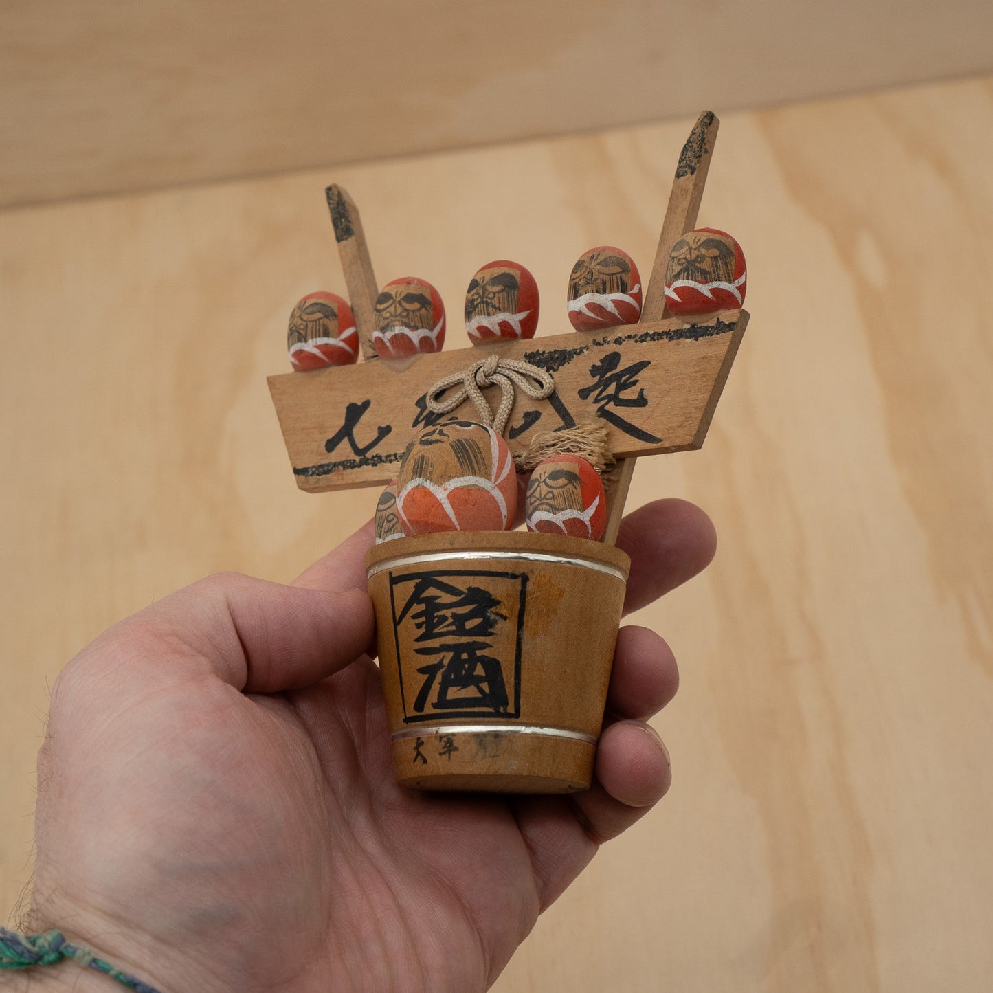 Vintage Japanese Daruma barrel folk figures