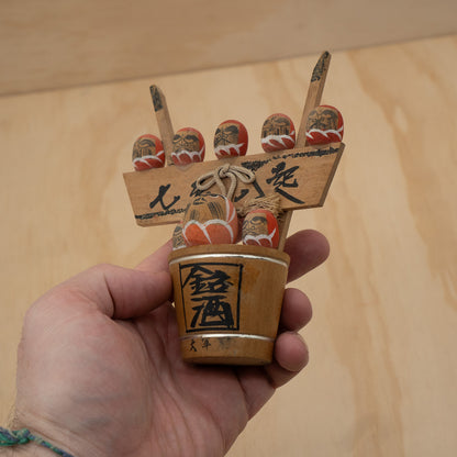 Vintage Japanese Daruma barrel folk figures