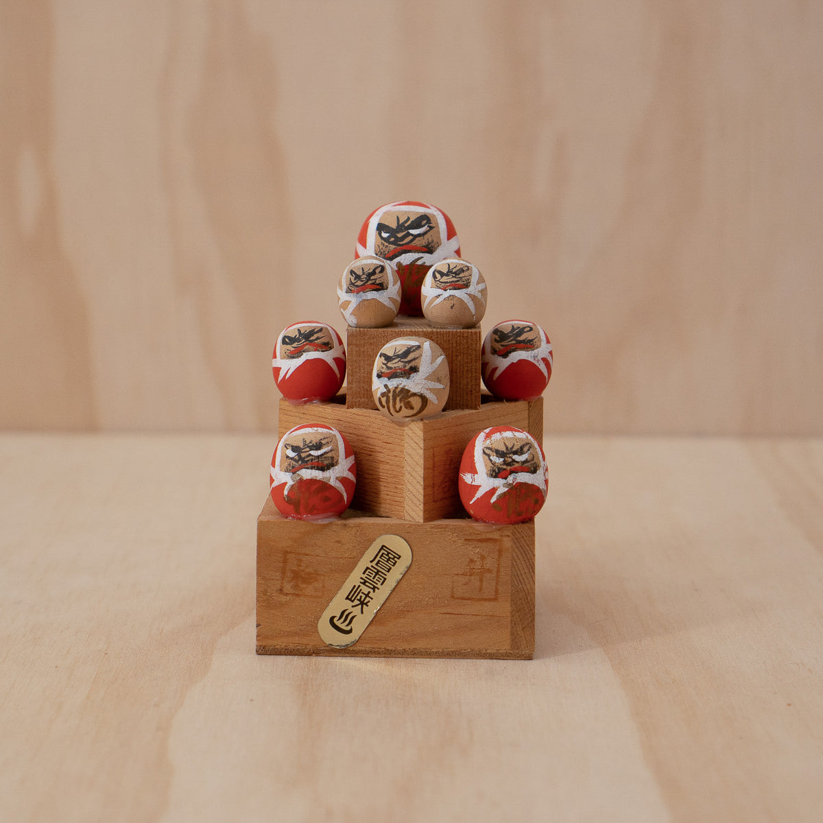 Vintage Japanese Darumas on a sake cups folk toy