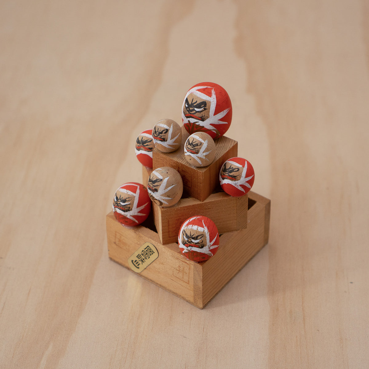 Vintage Japanese Darumas on a sake cups folk toy