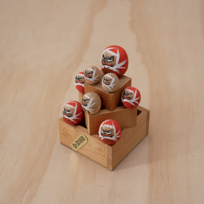 Vintage Japanese Darumas on a sake cups folk toy
