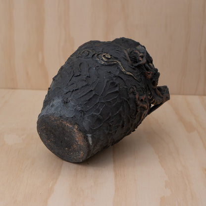 Vintage Japanese Terracotta Chunky Relief Dragon Jar Vase