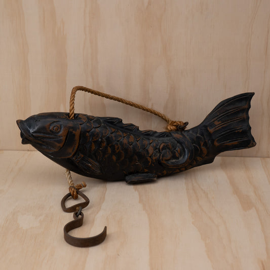 Antique Japanese Jizai Kagi Carved wooden Koi Fish Pot Hook
