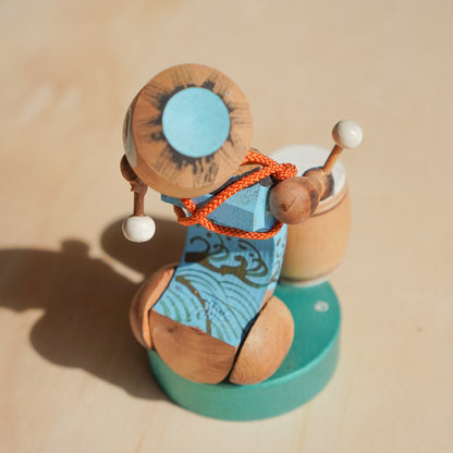 Vintage Japanese Drumming Kappa Folk art Souvenir from Aizu-Wakamatsu Castle