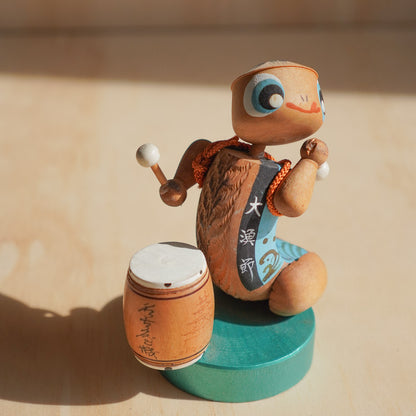 Vintage Japanese Drumming Kappa Folk art Souvenir from Aizu-Wakamatsu Castle