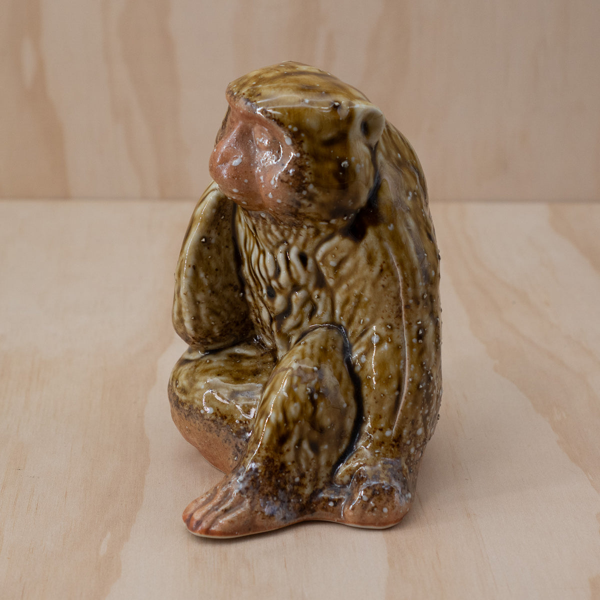 Vintage Japanese Glazed seated Monkey Statue