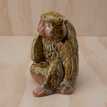 Vintage Japanese Glazed seated Monkey Statue
