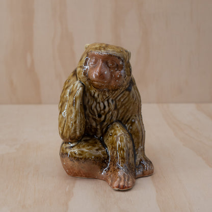 Vintage Japanese Glazed seated Monkey Statue