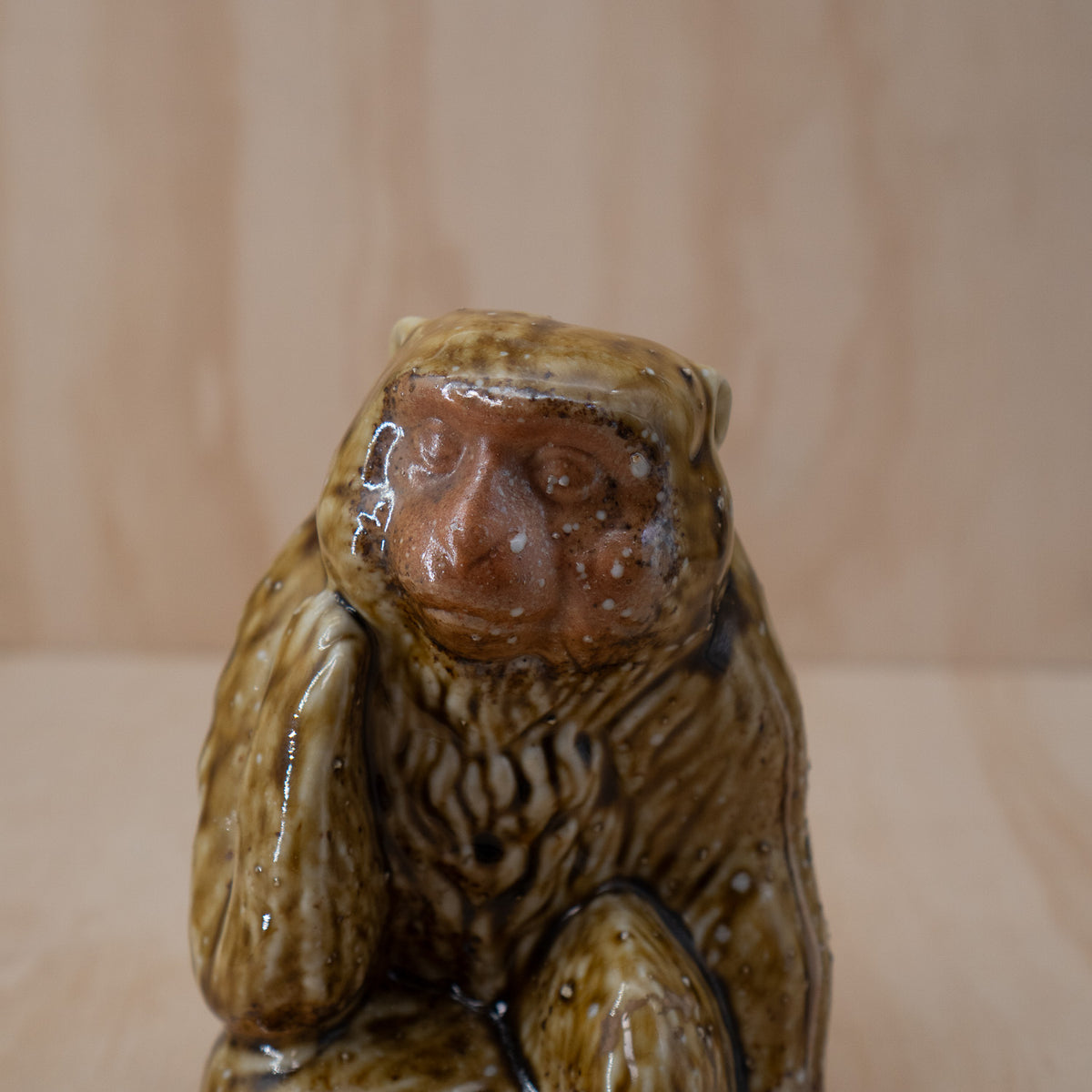Vintage Japanese Glazed seated Monkey Statue