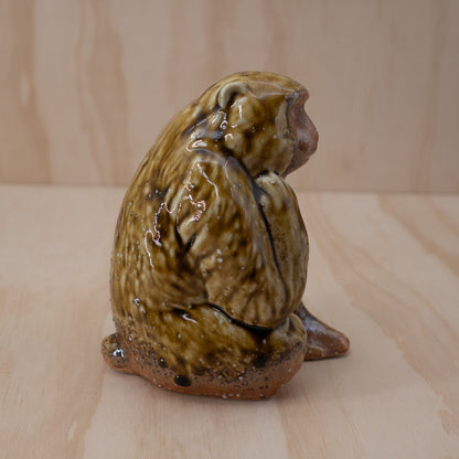 Vintage Japanese Glazed seated Monkey Statue