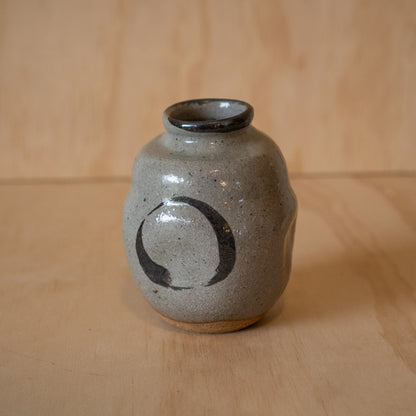 Vintage Japanese wall vase with Zen Enso design