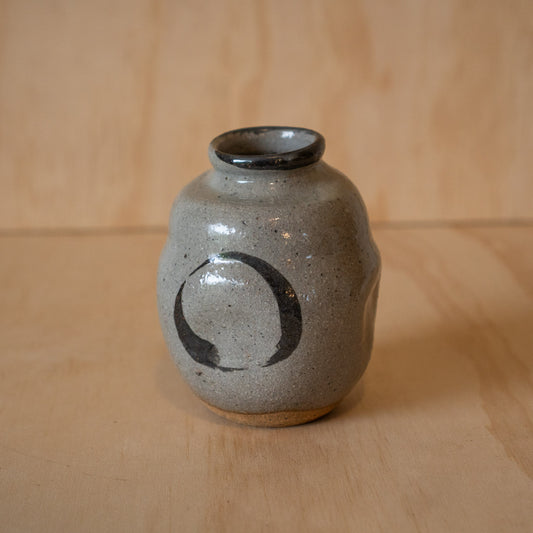 Vintage Japanese wall vase with Zen Enso design