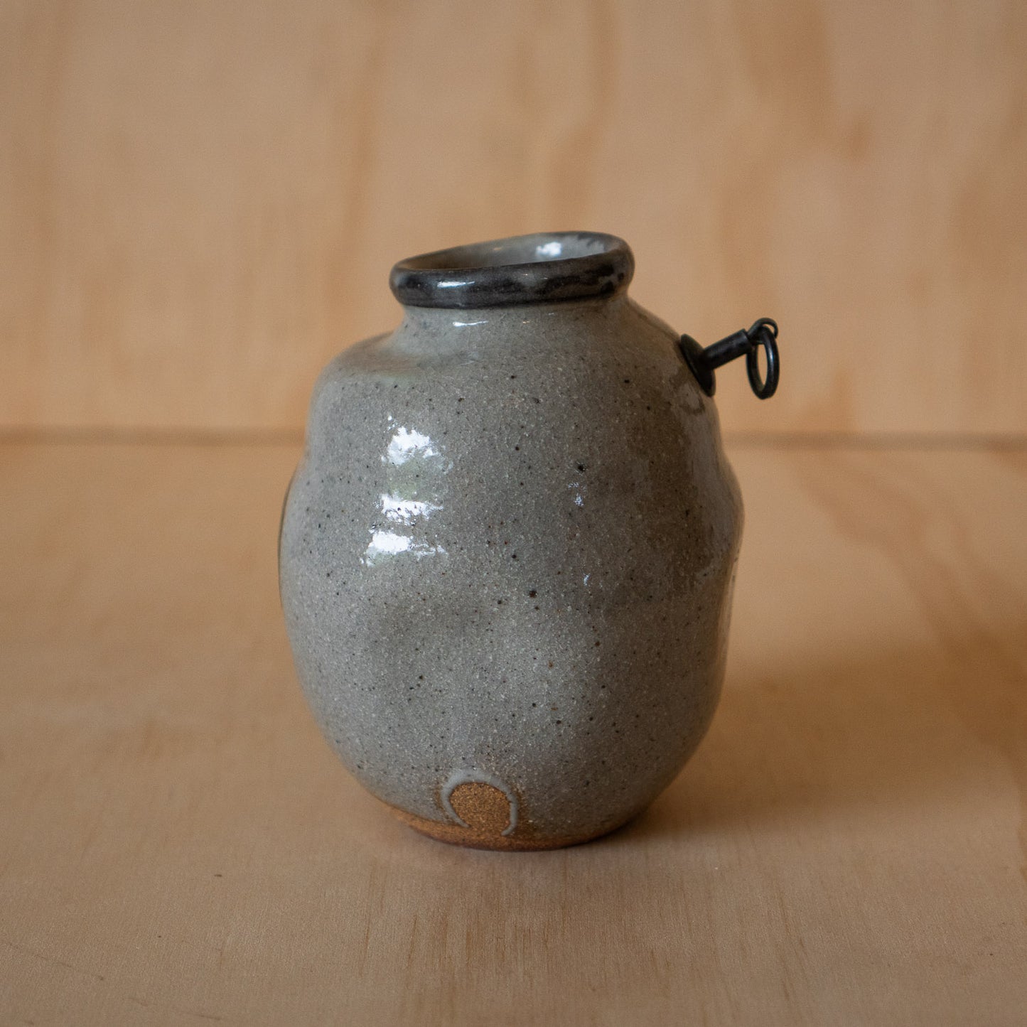 Vintage Japanese wall vase with Zen Enso design