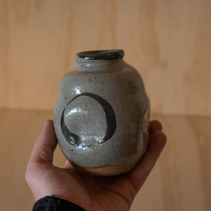 Vintage Japanese wall vase with Zen Enso design