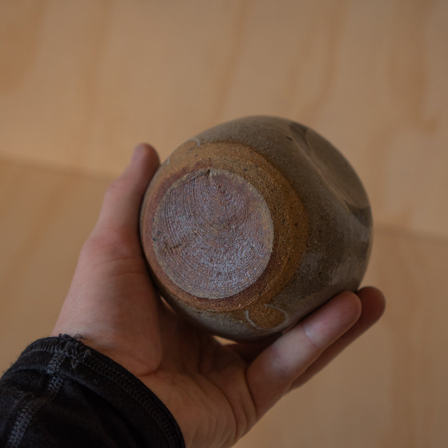 Vintage Japanese wall vase with Zen Enso design