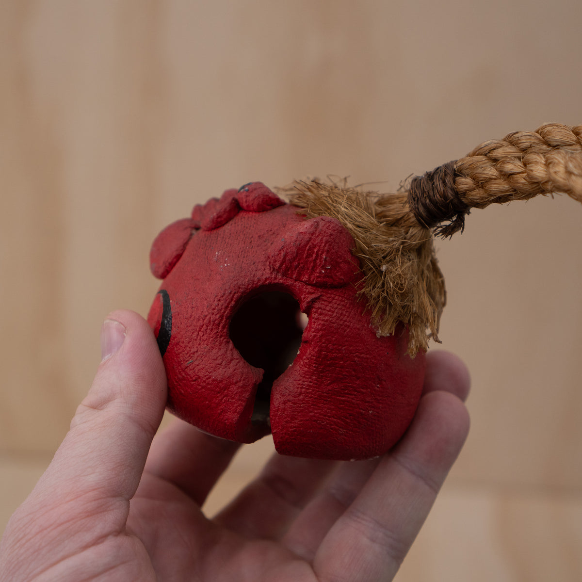Vintage Japanese hand sculpted Clay Dorei Oni Bell
