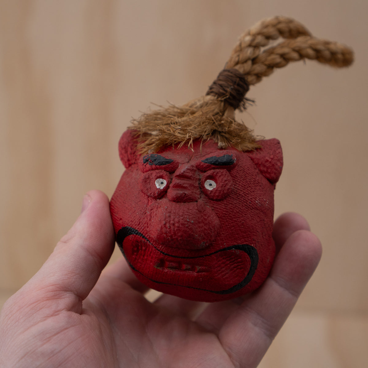 Vintage Japanese hand sculpted Clay Dorei Oni Bell