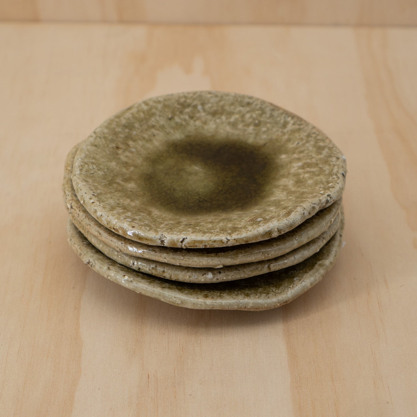 Vintage Japanese hand made green glazed small plate
