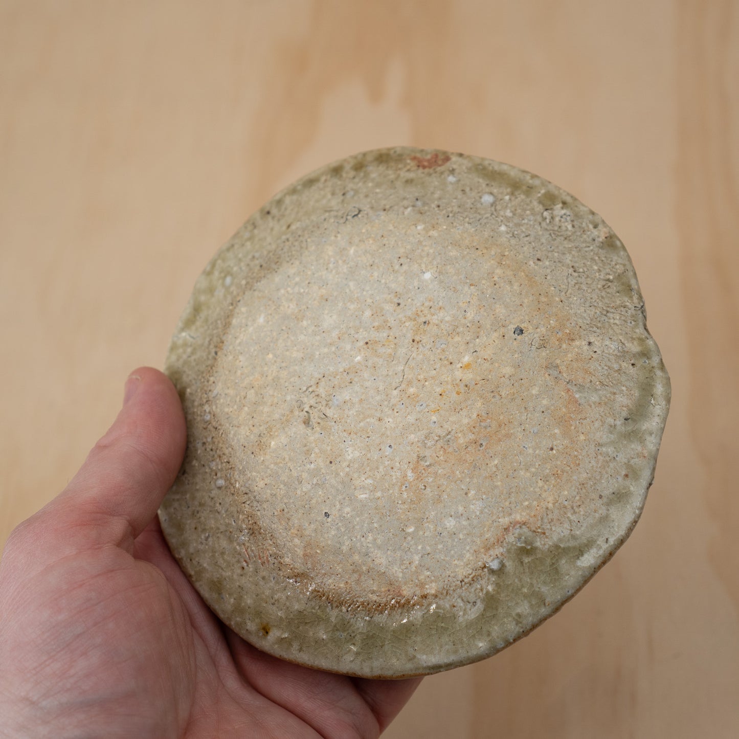 Vintage Japanese hand made green glazed small plate