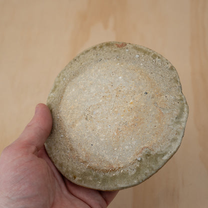 Vintage Japanese hand made green glazed small plate