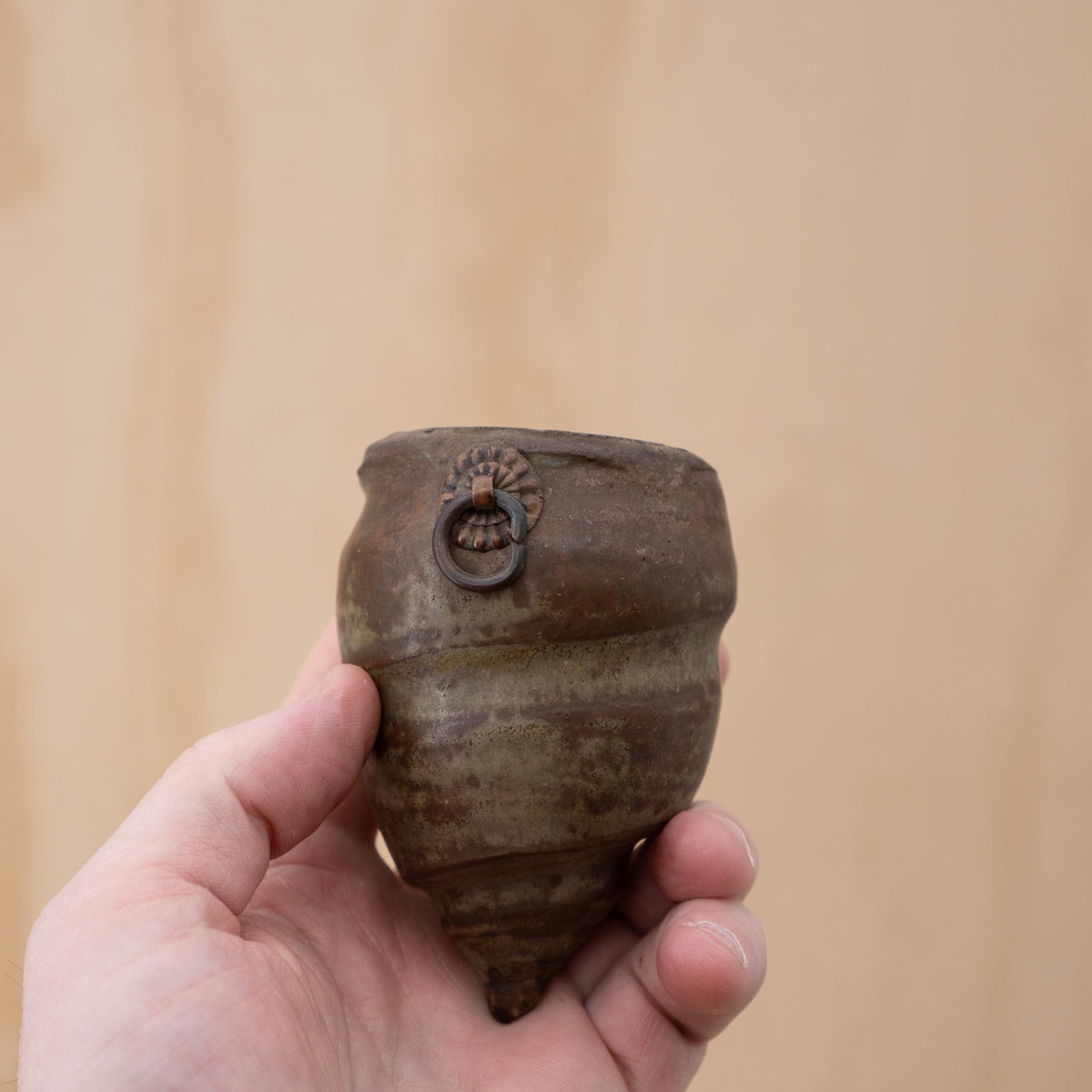 Vintage Japanese Spiral form Ceramic Wall vase - Bamboo Shoot
