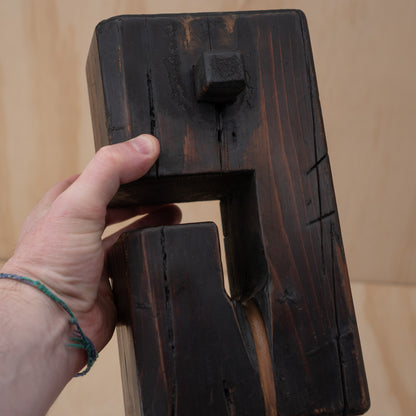 Antique Japanese Sugi Cedar Mingei square form Jizai Kagi Pot Hook