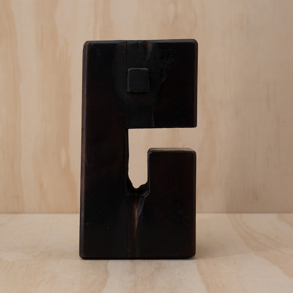 Antique Japanese Sugi Cedar Mingei square form Jizai Kagi Pot Hook