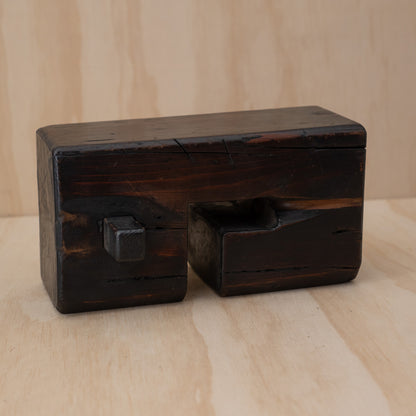 Antique Japanese Sugi Cedar Mingei square form Jizai Kagi Pot Hook